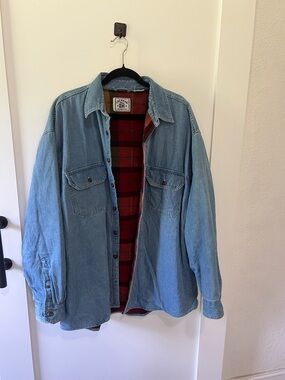 Vintage American Blue Denim Flannel Lined Button Up Shirt